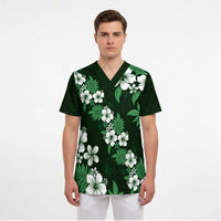 Hawaiian Hibiscus Tribal Floral Green Scrub Top Polynesian Tapa Pattern LT01 - Polynesian Pride