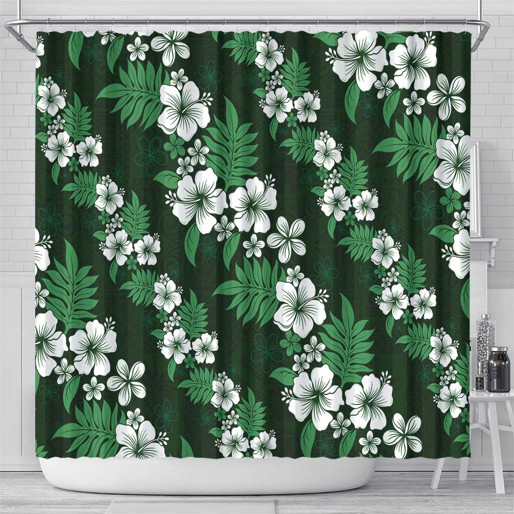 Hawaiian Hibiscus Tribal Floral Green Shower Curtain Polynesian Tapa Pattern LT01 - Polynesian Pride