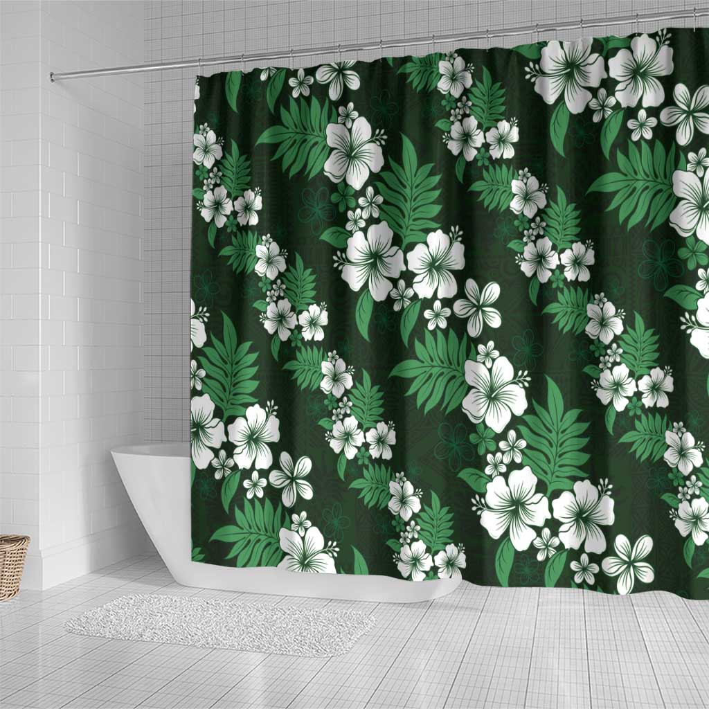 Hawaiian Hibiscus Tribal Floral Green Shower Curtain Polynesian Tapa Pattern LT01 - Polynesian Pride