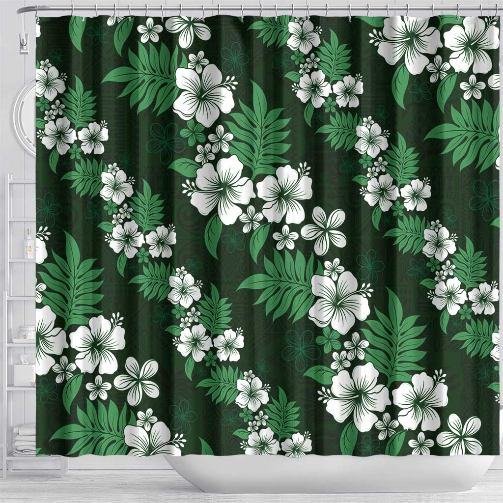 Hawaiian Hibiscus Tribal Floral Green Shower Curtain Polynesian Tapa Pattern LT01 - Polynesian Pride