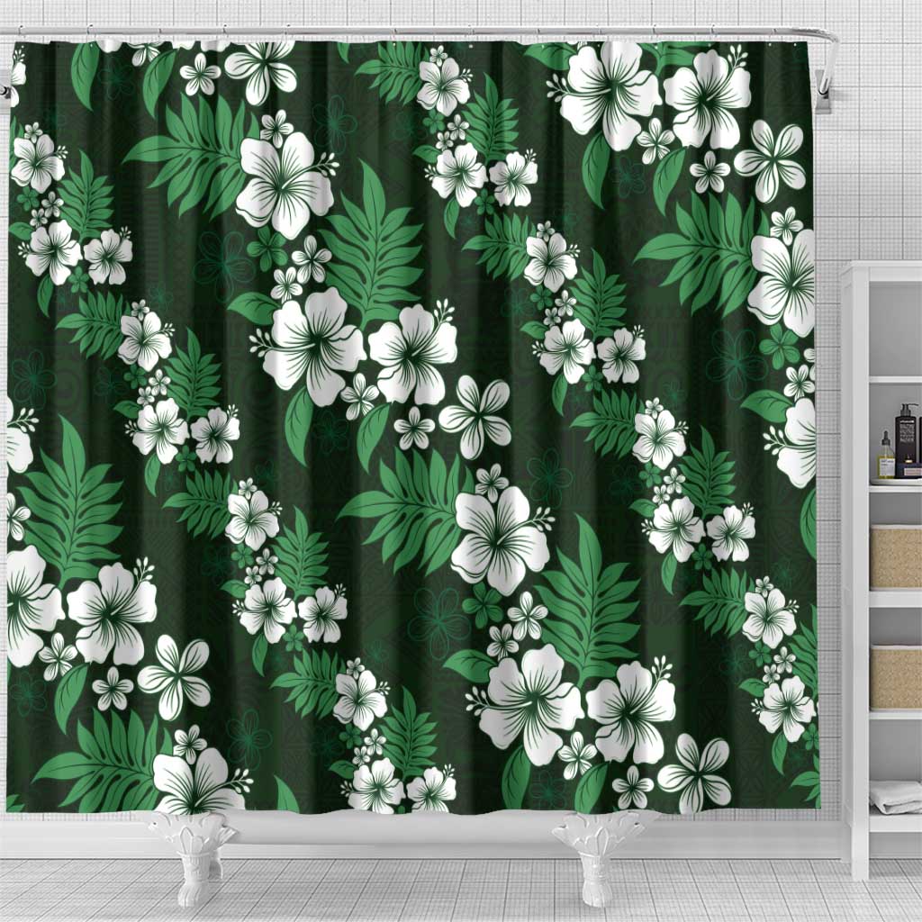 Hawaiian Hibiscus Tribal Floral Green Shower Curtain Polynesian Tapa Pattern LT01 - Polynesian Pride