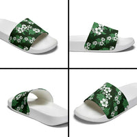 Hawaiian Hibiscus Tribal Floral Green Slide Sandals Polynesian Tapa Pattern LT01 - Polynesian Pride
