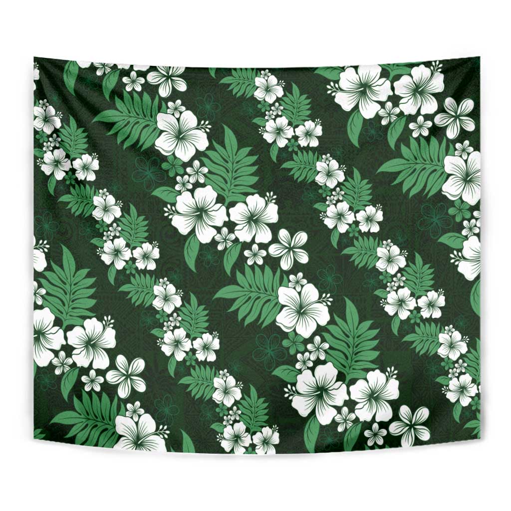 Hawaiian Hibiscus Tribal Floral Green Tapestry Polynesian Tapa Pattern LT01 - Polynesian Pride