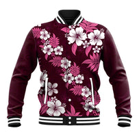 Hawaiian Hibiscus Tribal Floral Pink Baseball Jacket Polynesian Tapa Pattern LT01 Unisex Pink - Polynesian Pride