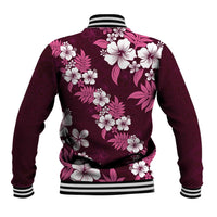 Hawaiian Hibiscus Tribal Floral Pink Baseball Jacket Polynesian Tapa Pattern LT01 - Polynesian Pride