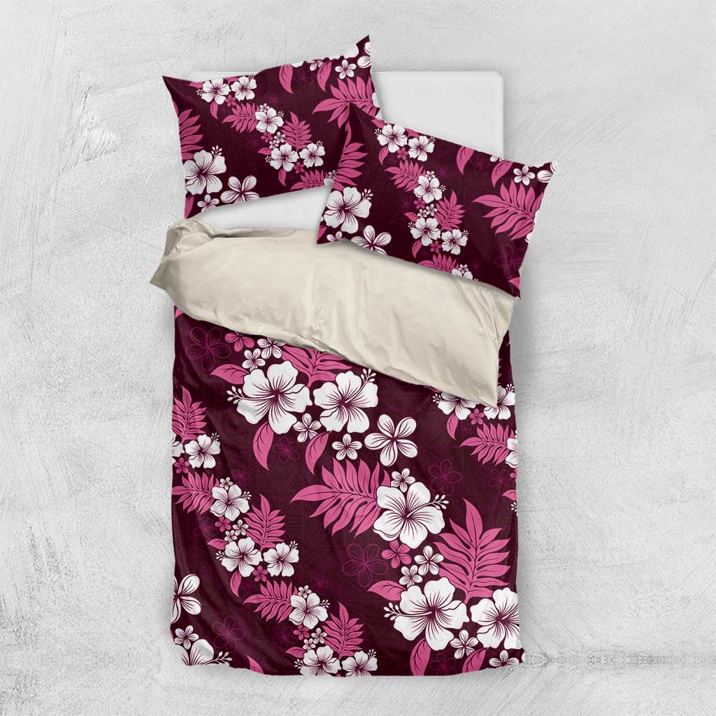 Hawaiian Hibiscus Tribal Floral Pink Bedding Set Polynesian Tapa Pattern LT01 US Twin 172cm x 218cm Pink - Polynesian Pride
