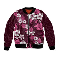 Hawaiian Hibiscus Tribal Floral Pink Bomber Jacket Polynesian Tapa Pattern LT01 Unisex Pink - Polynesian Pride