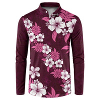 Hawaiian Hibiscus Tribal Floral Pink Button Sweatshirt Polynesian Tapa Pattern LT01 Pink - Polynesian Pride
