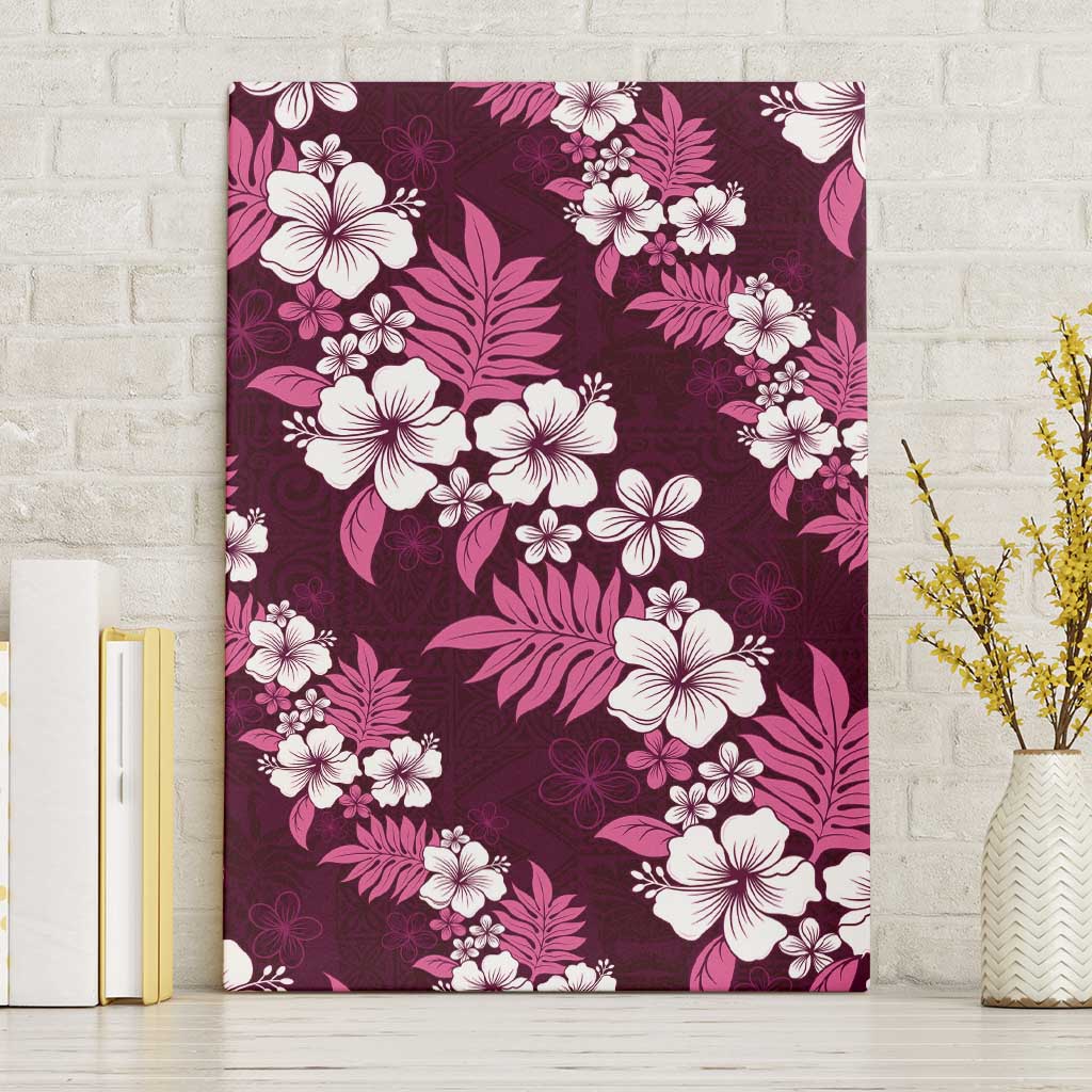 Hawaiian Hibiscus Tribal Floral Pink Canvas Wall Art Polynesian Tapa Pattern LT01 Without Frame Pink - Polynesian Pride