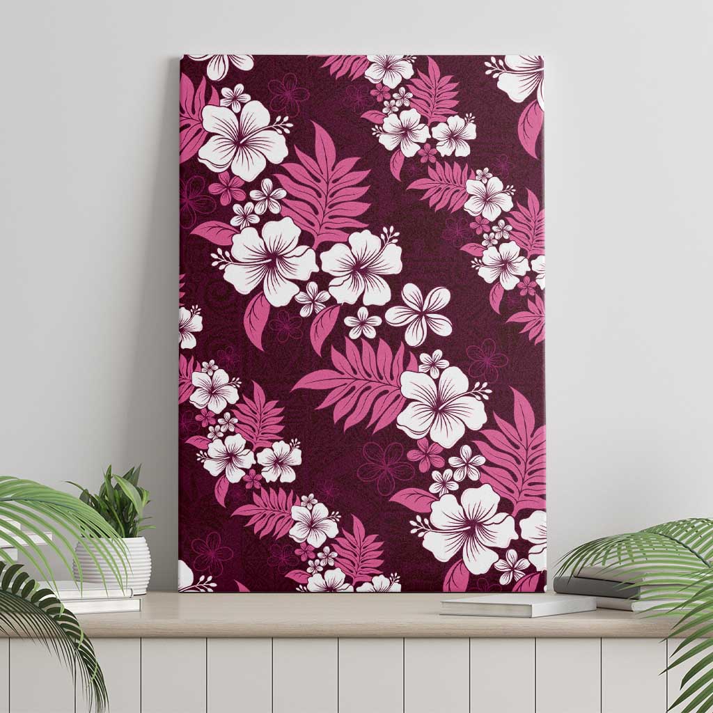 Hawaiian Hibiscus Tribal Floral Pink Canvas Wall Art Polynesian Tapa Pattern LT01 - Polynesian Pride