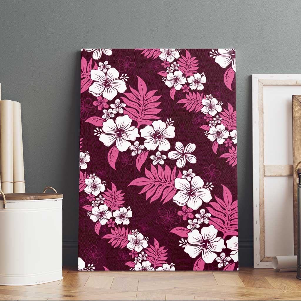 Hawaiian Hibiscus Tribal Floral Pink Canvas Wall Art Polynesian Tapa Pattern LT01 - Polynesian Pride