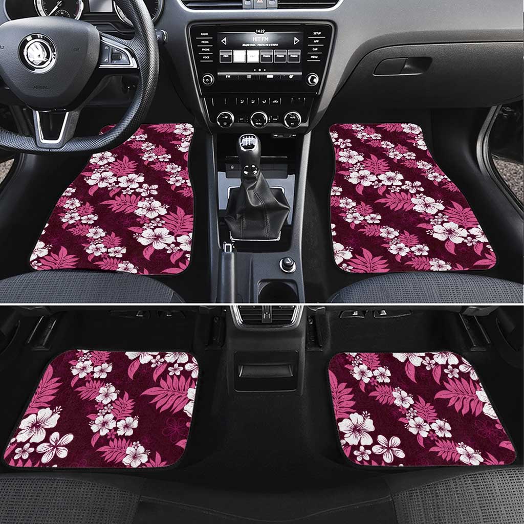 Hawaiian Hibiscus Tribal Floral Pink Car Mats Polynesian Tapa Pattern LT01 Set 4pcs Pink - Polynesian Pride