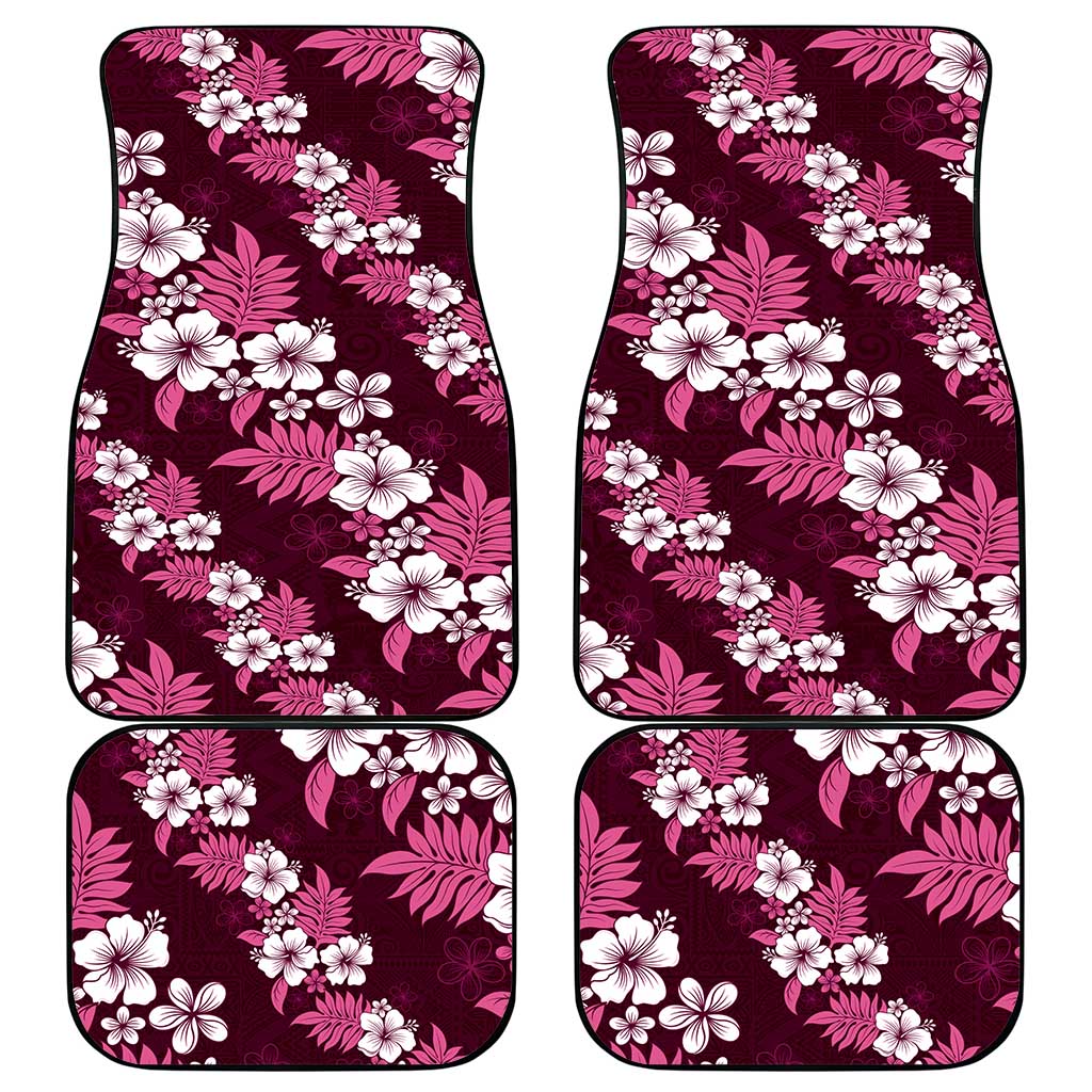 Hawaiian Hibiscus Tribal Floral Pink Car Mats Polynesian Tapa Pattern LT01 - Polynesian Pride