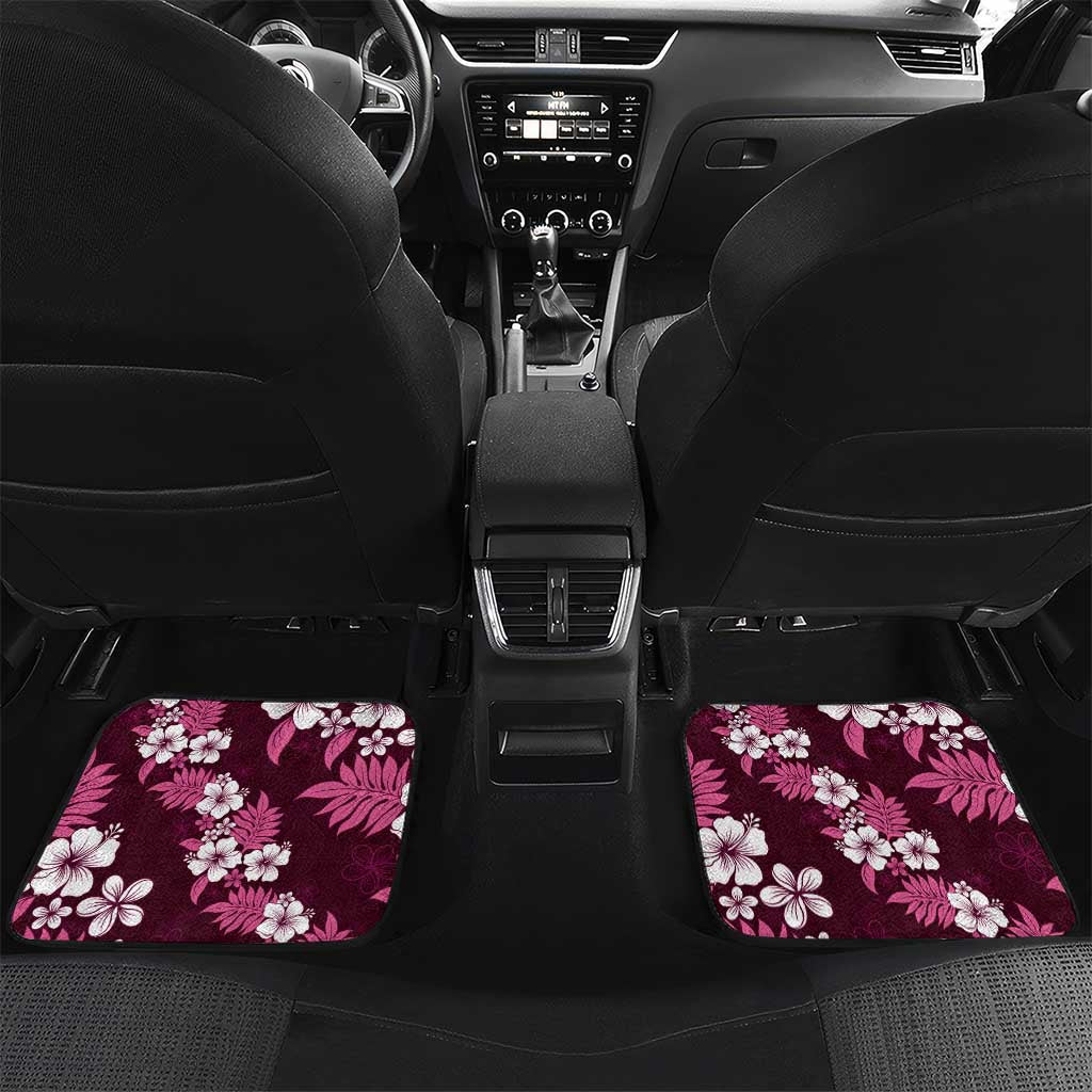 Hawaiian Hibiscus Tribal Floral Pink Car Mats Polynesian Tapa Pattern LT01 Set 2pcs - Back Pink - Polynesian Pride