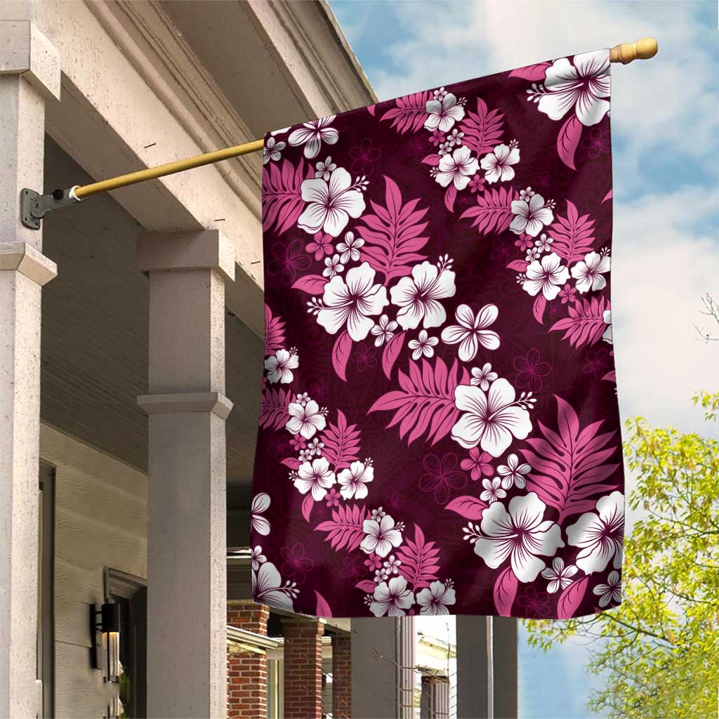 Hawaiian Hibiscus Tribal Floral Pink Garden Flag Polynesian Tapa Pattern LT01 House Flag Pink - Polynesian Pride