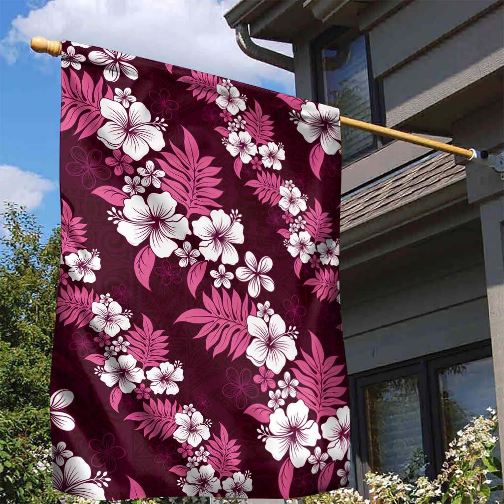 Hawaiian Hibiscus Tribal Floral Pink Garden Flag Polynesian Tapa Pattern LT01 - Polynesian Pride