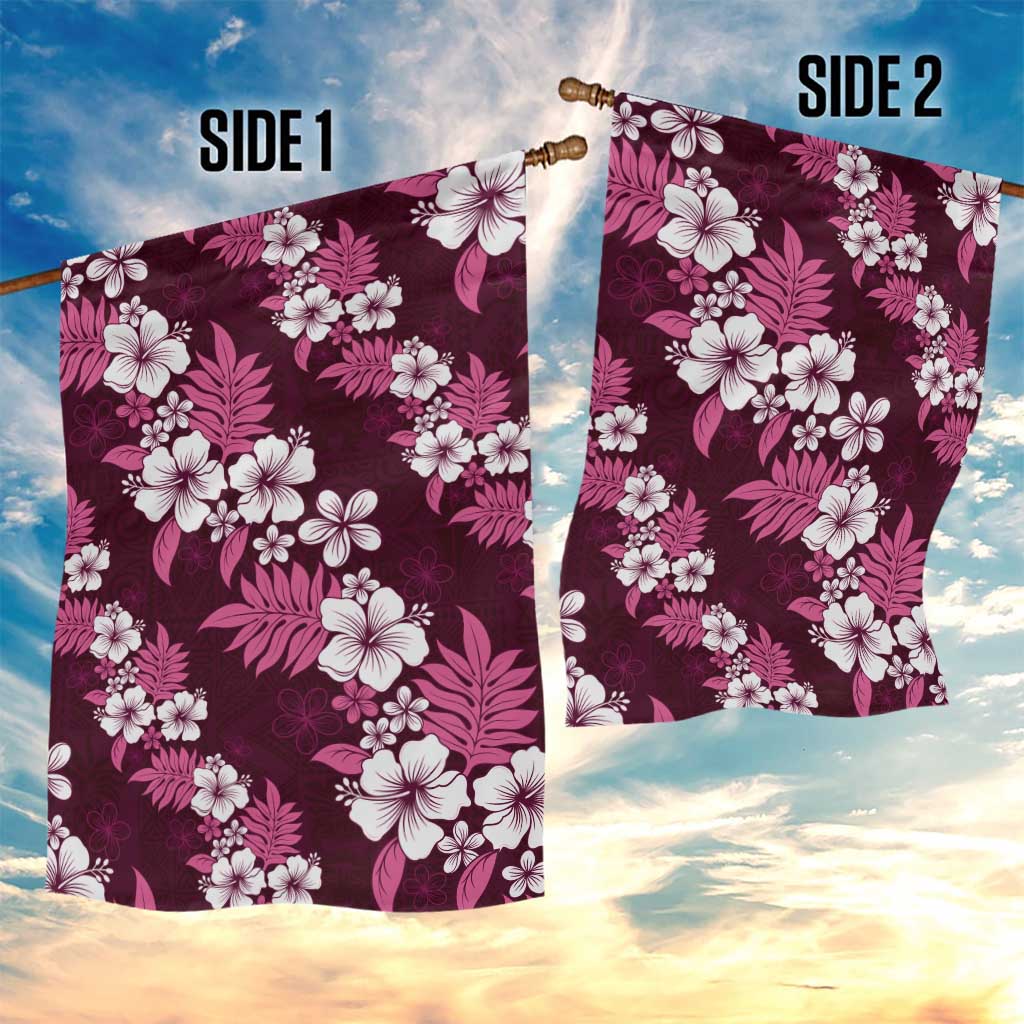 Hawaiian Hibiscus Tribal Floral Pink Garden Flag Polynesian Tapa Pattern LT01 - Polynesian Pride