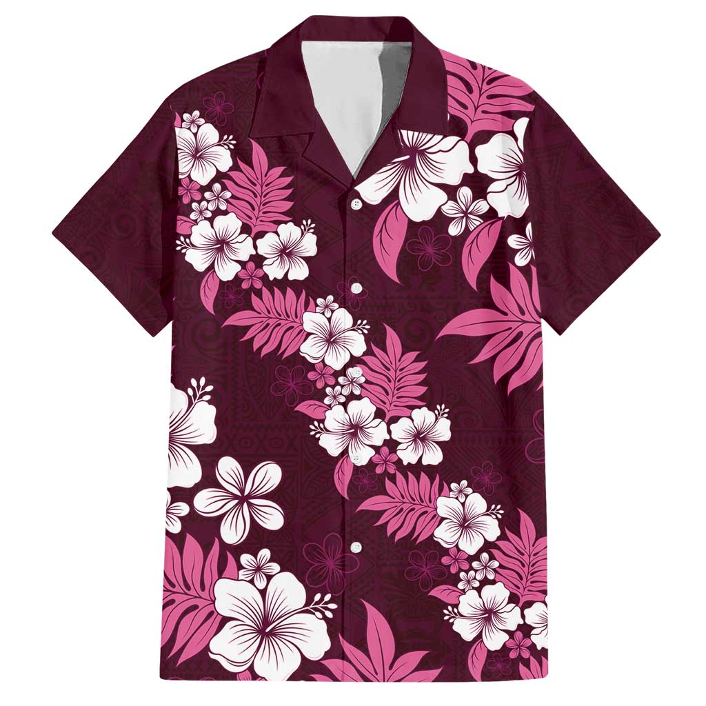 Hawaiian Hibiscus Tribal Floral Pink Hawaiian Shirt Polynesian Tapa Pattern LT01 Pink - Polynesian Pride