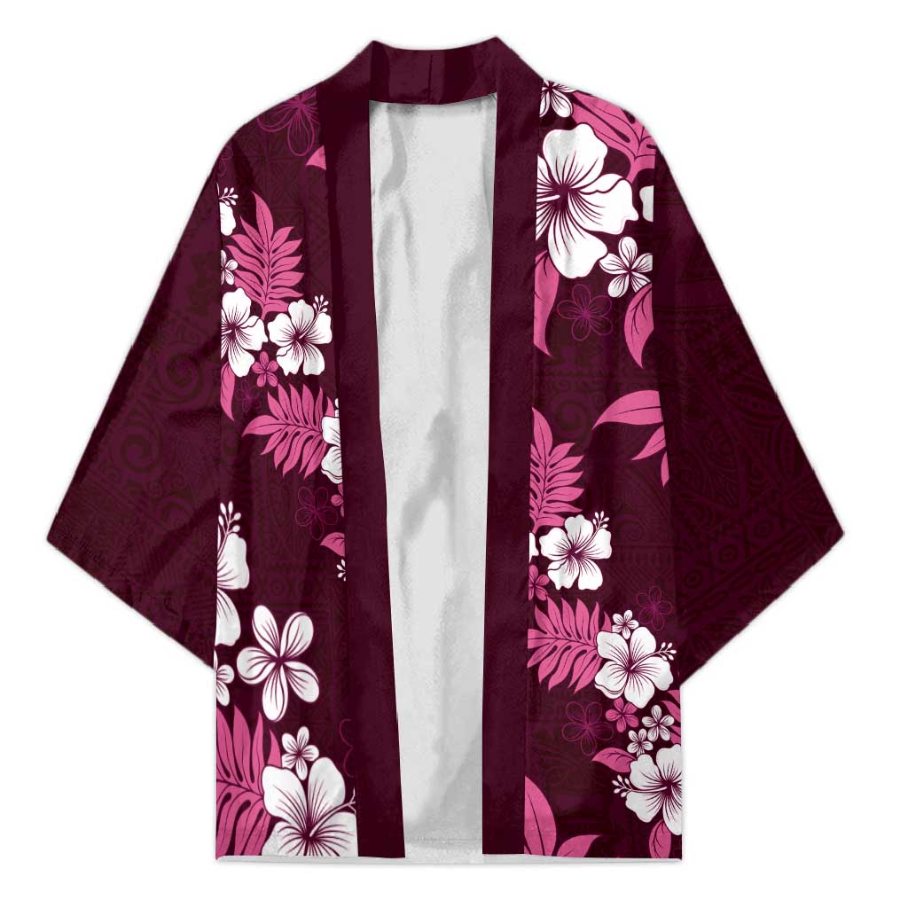 Hawaiian Hibiscus Tribal Floral Pink Kimono Polynesian Tapa Pattern LT01 Unisex Pink - Polynesian Pride