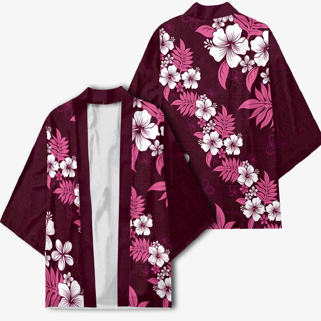 Hawaiian Hibiscus Tribal Floral Pink Kimono Polynesian Tapa Pattern LT01 - Polynesian Pride