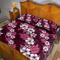 Hawaiian Hibiscus Tribal Floral Pink Quilt Bed Set Polynesian Tapa Pattern LT01 - Polynesian Pride