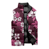 Hawaiian Hibiscus Tribal Floral Pink Sleeveless Puffer Jacket Polynesian Tapa Pattern LT01 - Polynesian Pride
