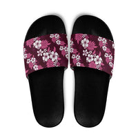 Hawaiian Hibiscus Tribal Floral Pink Slide Sandals Polynesian Tapa Pattern LT01 Pink - Polynesian Pride