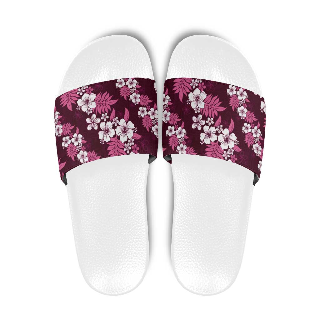 Hawaiian Hibiscus Tribal Floral Pink Slide Sandals Polynesian Tapa Pattern LT01 Pink - Polynesian Pride