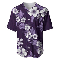 Hawaiian Hibiscus Tribal Floral Purple Baseball Jersey Polynesian Tapa Pattern LT01 Purple - Polynesian Pride