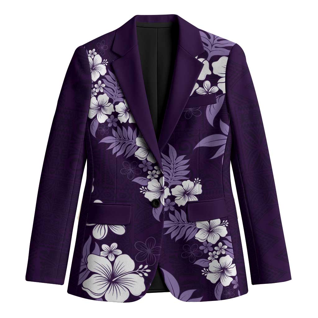 Hawaiian Hibiscus Tribal Floral Purple Blazer Polynesian Tapa Pattern LT01 Unisex Purple - Polynesian Pride