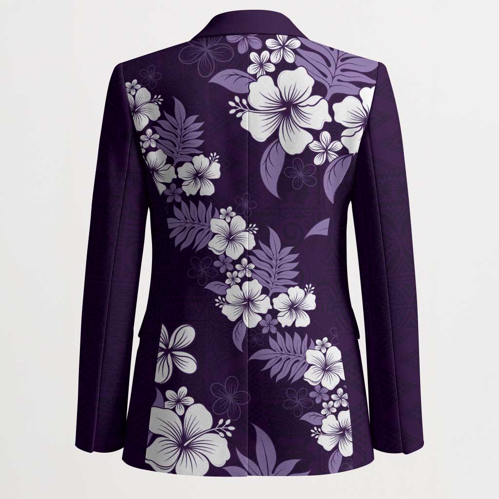 Hawaiian Hibiscus Tribal Floral Purple Blazer Polynesian Tapa Pattern LT01 - Polynesian Pride