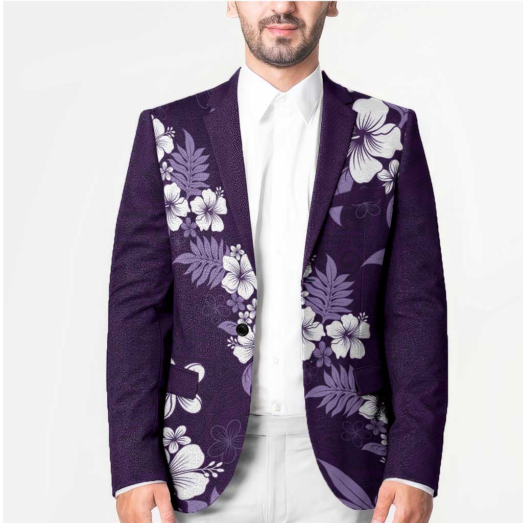 Hawaiian Hibiscus Tribal Floral Purple Blazer Polynesian Tapa Pattern LT01 - Polynesian Pride