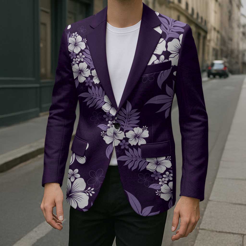 Hawaiian Hibiscus Tribal Floral Purple Blazer Polynesian Tapa Pattern LT01 - Polynesian Pride