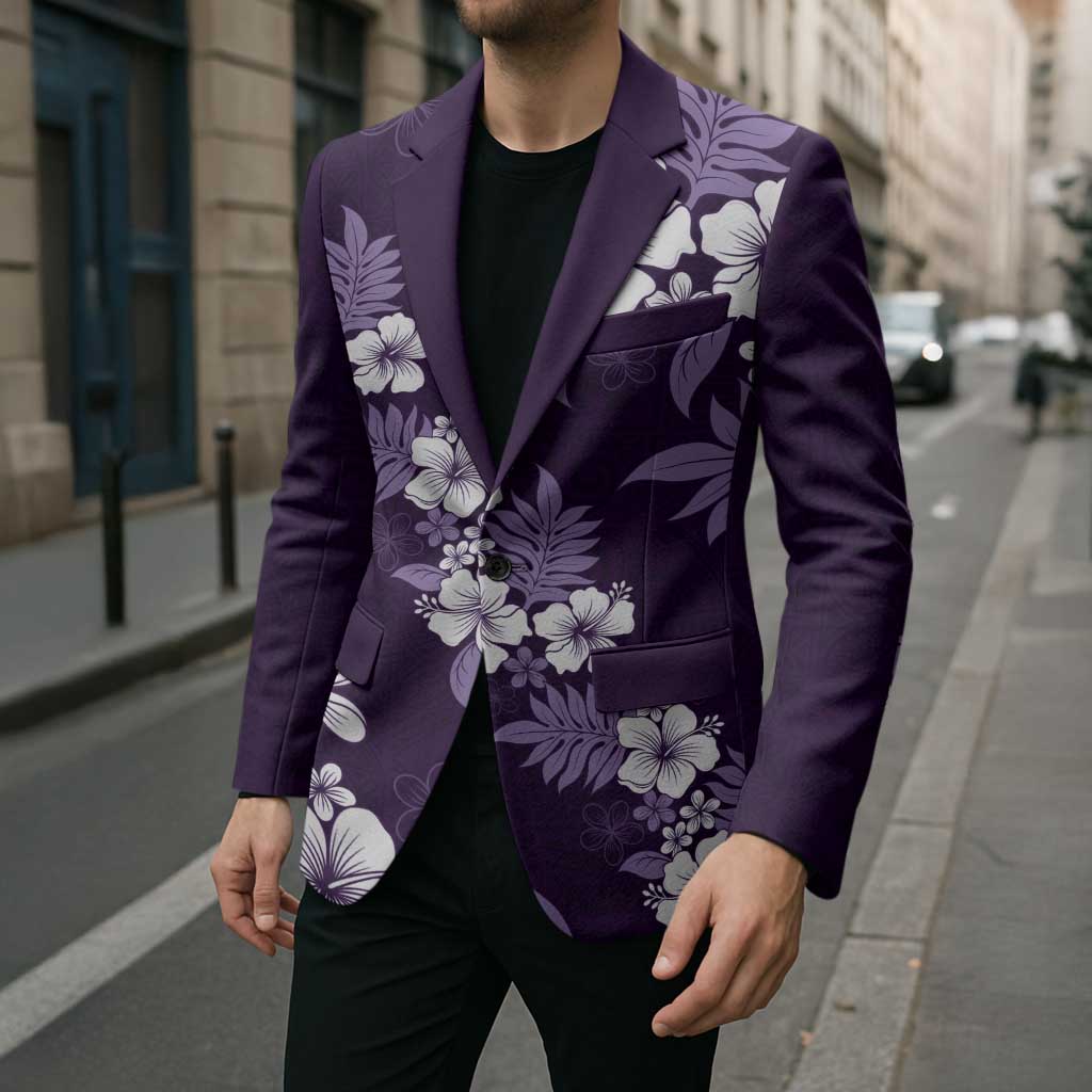 Hawaiian Hibiscus Tribal Floral Purple Blazer Polynesian Tapa Pattern LT01 - Polynesian Pride