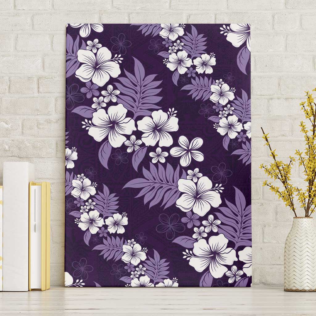 Hawaiian Hibiscus Tribal Floral Purple Canvas Wall Art Polynesian Tapa Pattern LT01 Without Frame Purple - Polynesian Pride