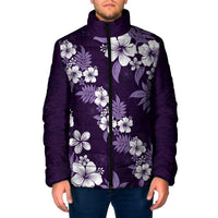 Hawaiian Hibiscus Tribal Floral Purple Padded Jacket Polynesian Tapa Pattern LT01 Men Purple - Polynesian Pride