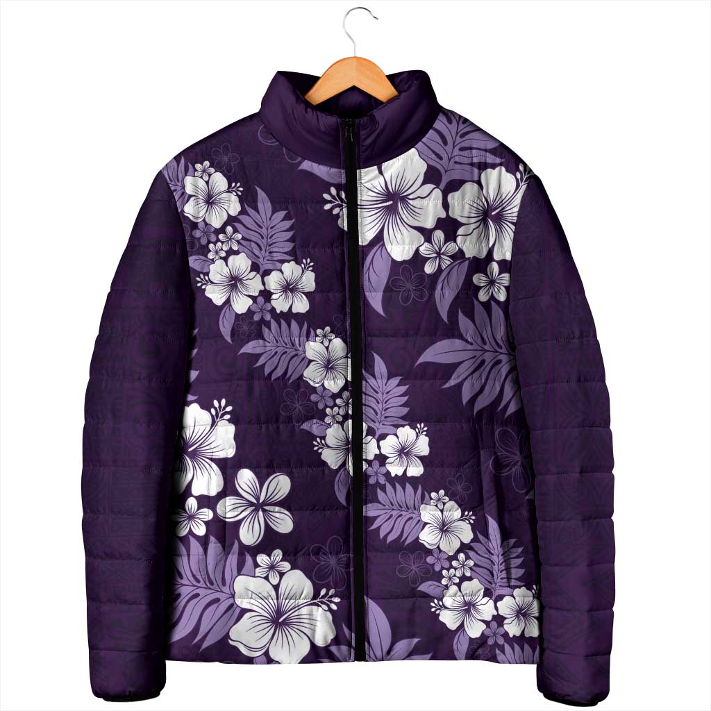 Hawaiian Hibiscus Tribal Floral Purple Padded Jacket Polynesian Tapa Pattern LT01 - Polynesian Pride