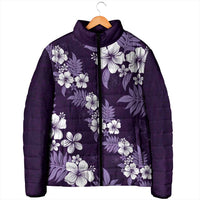 Hawaiian Hibiscus Tribal Floral Purple Padded Jacket Polynesian Tapa Pattern LT01 - Polynesian Pride