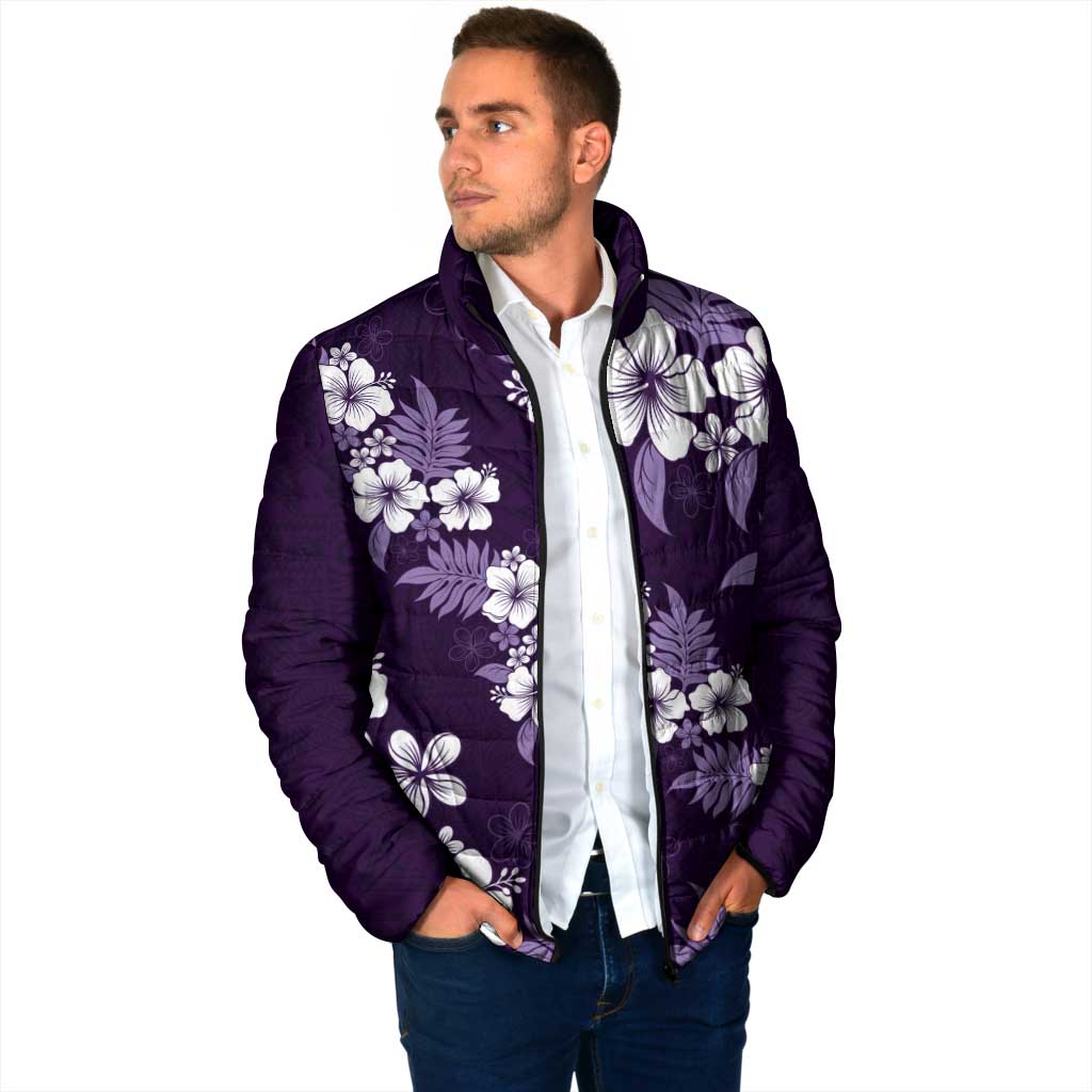 Hawaiian Hibiscus Tribal Floral Purple Padded Jacket Polynesian Tapa Pattern LT01 - Polynesian Pride