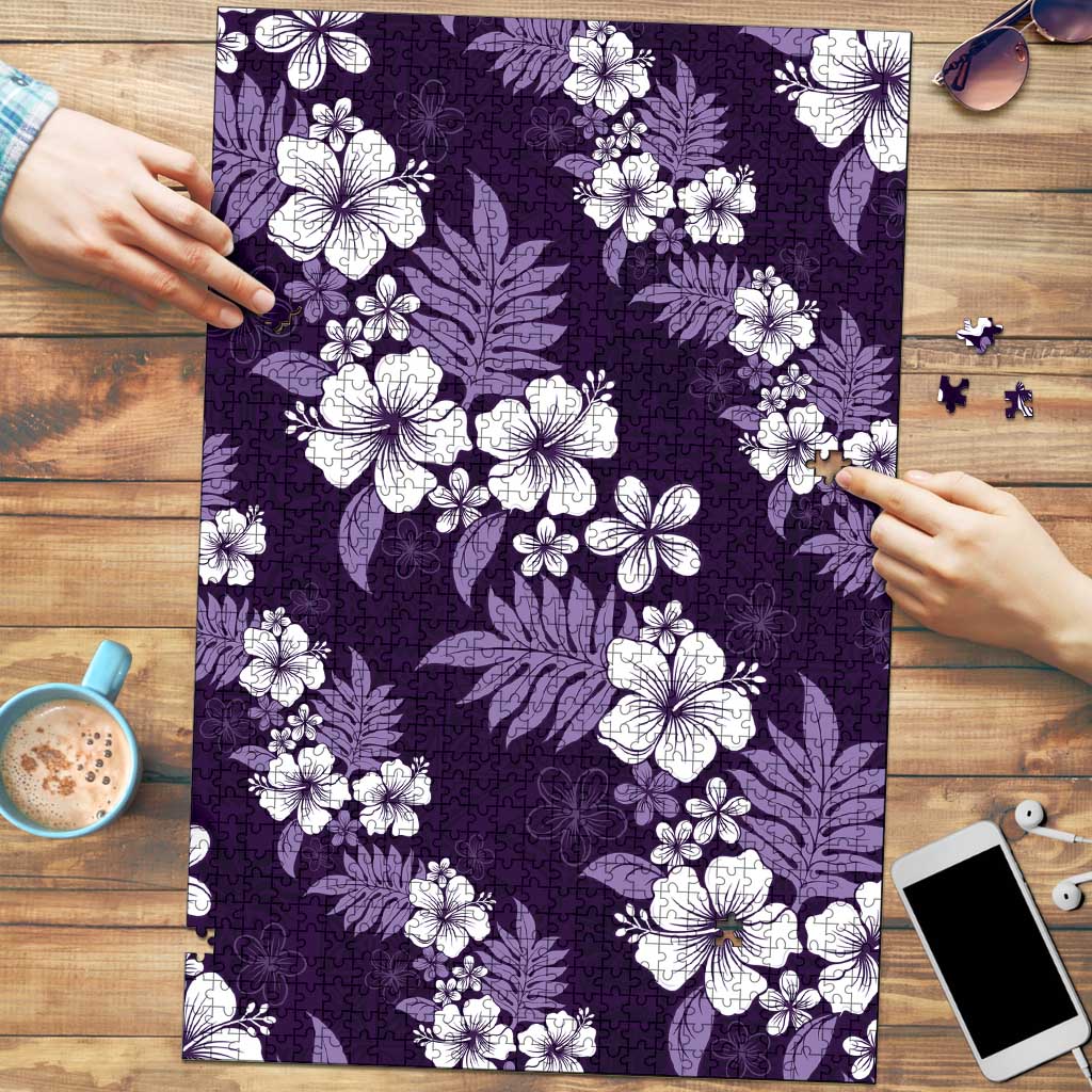 Hawaiian Hibiscus Tribal Floral Purple Puzzle Polynesian Tapa Pattern LT01 Purple - Polynesian Pride