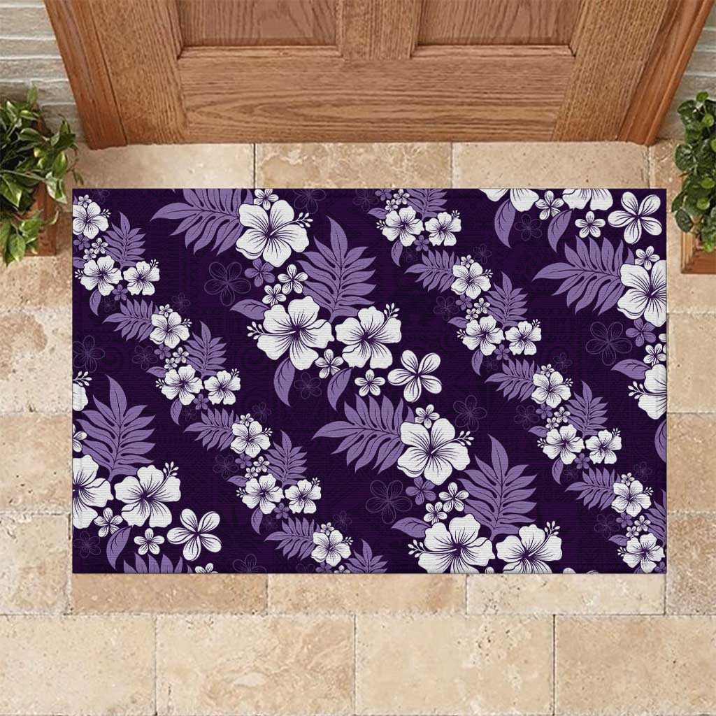 Hawaiian Hibiscus Tribal Floral Purple Rubber Doormat Polynesian Tapa Pattern LT01 Purple - Polynesian Pride