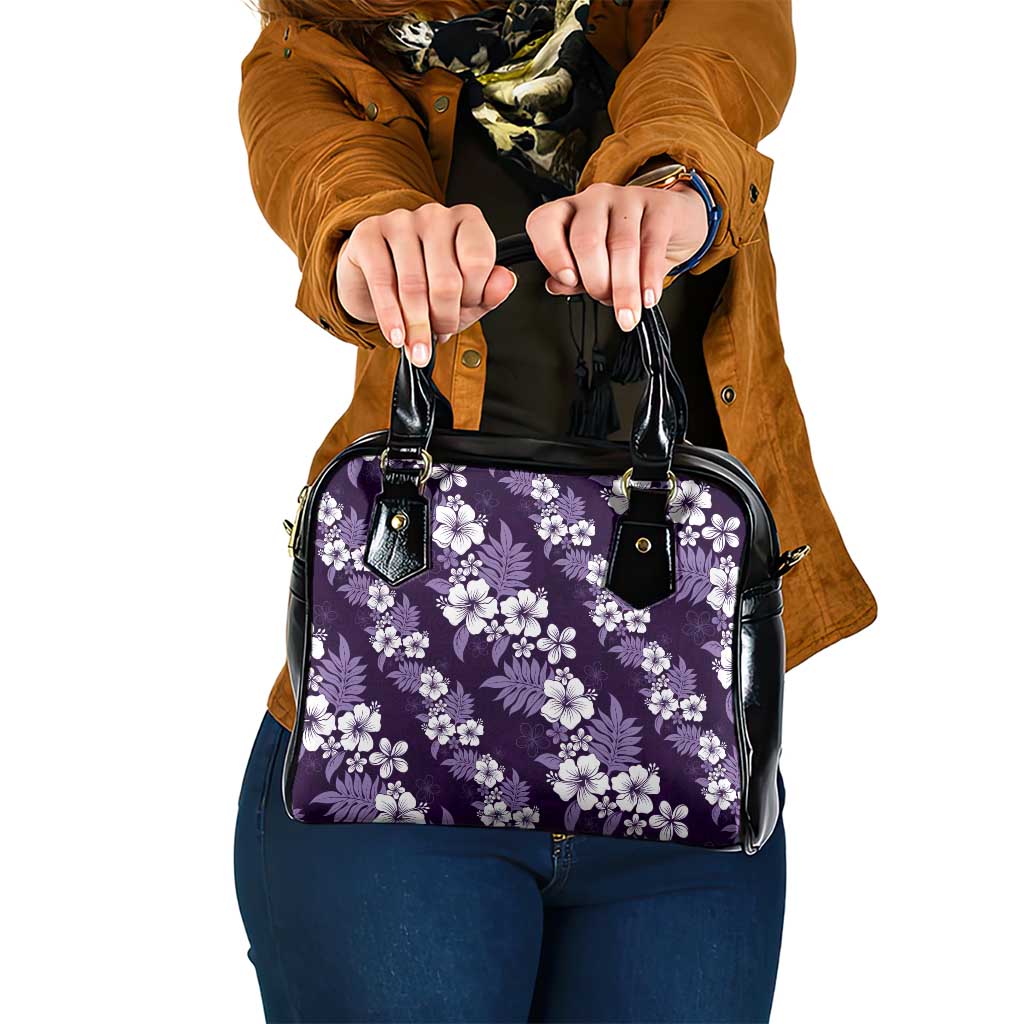 Hawaiian Hibiscus Tribal Floral Purple Shoulder Handbag Polynesian Tapa Pattern LT01 One Size Purple - Polynesian Pride