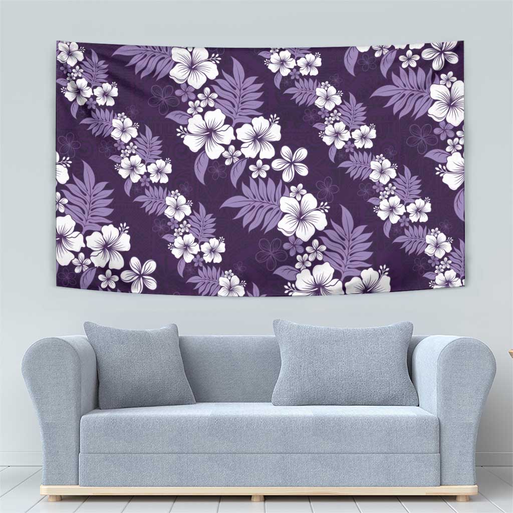 Hawaiian Hibiscus Tribal Floral Purple Tapestry Polynesian Tapa Pattern LT01 - Polynesian Pride