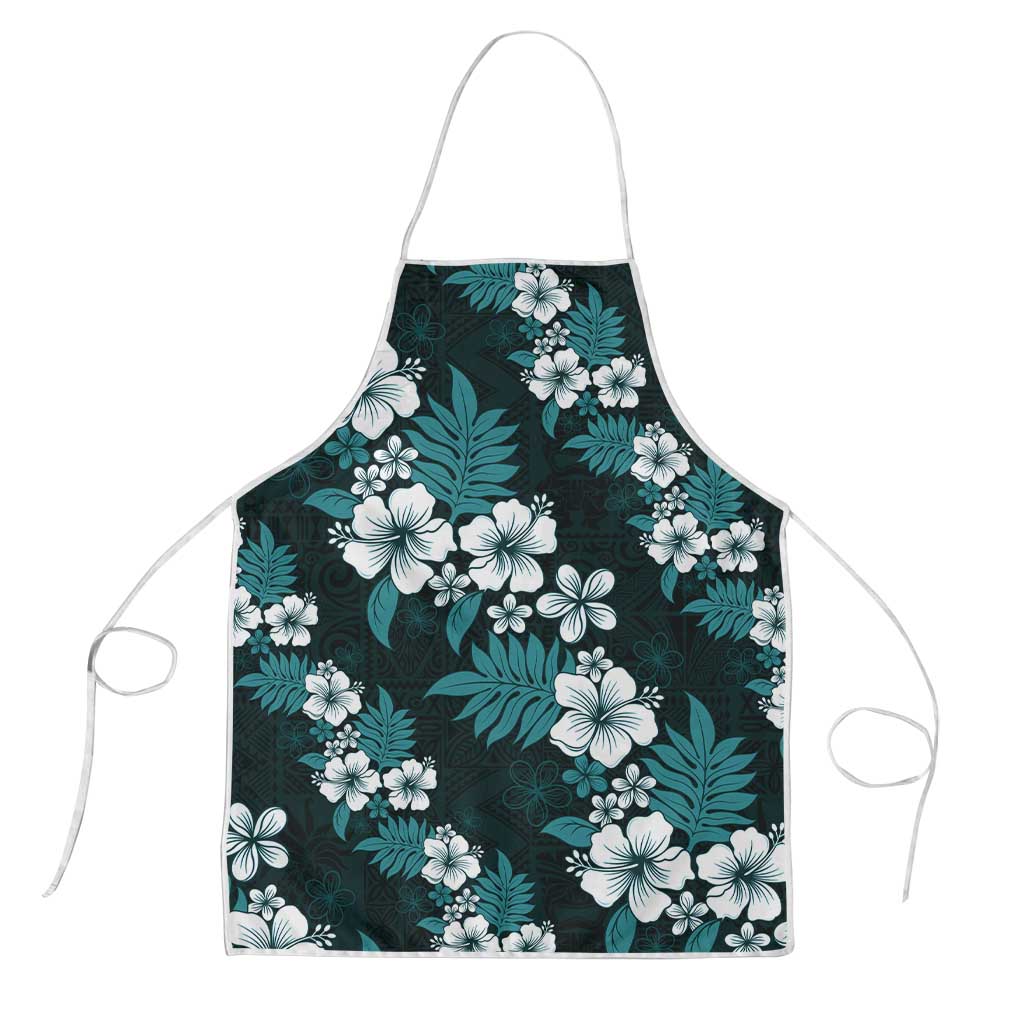 Hawaiian Hibiscus Tribal Floral Teal Apron Polynesian Tapa Pattern LT01 Teal - Polynesian Pride