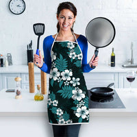 Hawaiian Hibiscus Tribal Floral Teal Apron Polynesian Tapa Pattern LT01 - Polynesian Pride