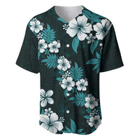 Hawaiian Hibiscus Tribal Floral Teal Baseball Jersey Polynesian Tapa Pattern LT01 Teal - Polynesian Pride