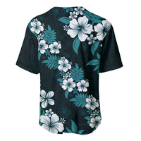 Hawaiian Hibiscus Tribal Floral Teal Baseball Jersey Polynesian Tapa Pattern LT01 - Polynesian Pride