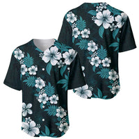 Hawaiian Hibiscus Tribal Floral Teal Baseball Jersey Polynesian Tapa Pattern LT01 - Polynesian Pride