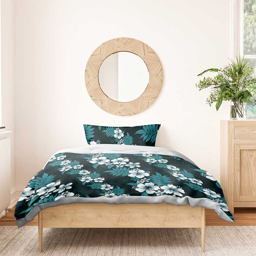 Hawaiian Hibiscus Tribal Floral Teal Bedding Set Polynesian Tapa Pattern LT01 - Polynesian Pride