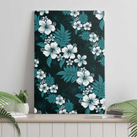 Hawaiian Hibiscus Tribal Floral Teal Canvas Wall Art Polynesian Tapa Pattern LT01 - Polynesian Pride